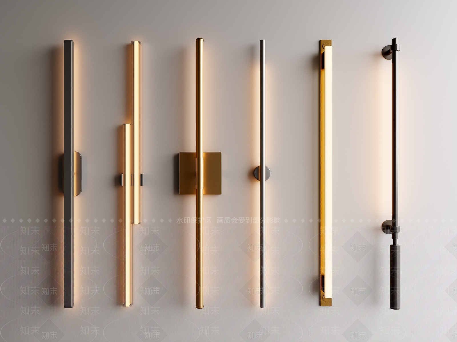 现代意式长条壁灯SU模型下载【ID:1201231052】