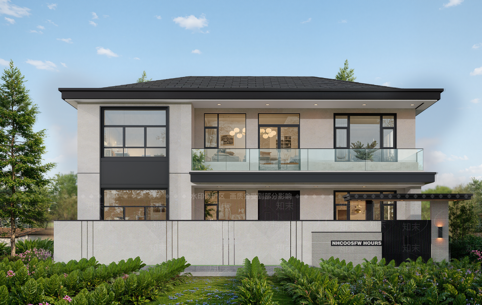 现代新中式独栋别墅SU模型下载【ID:1201234527】