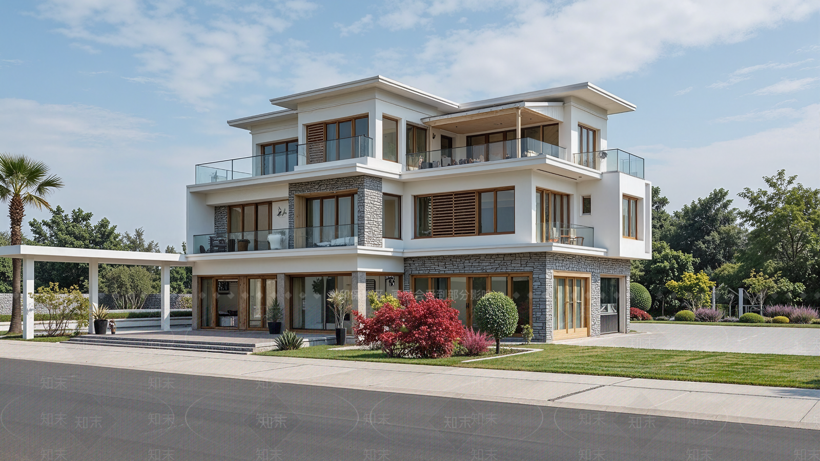 现代简约独栋别墅SU模型下载【ID:1201234576】