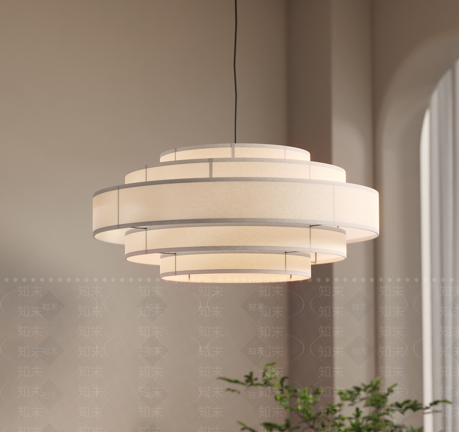 现代侘寂客厅吊灯SU模型下载【ID:1201234862】