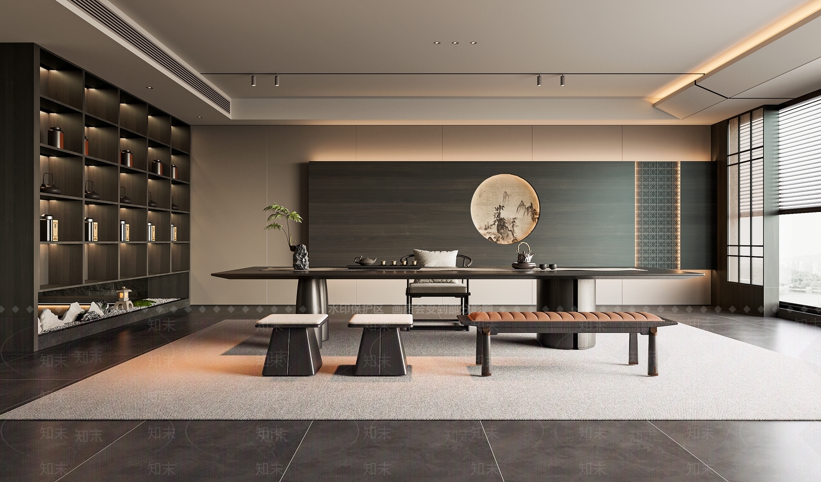 新中式现代茶室3D模型下载【ID:1201236220】