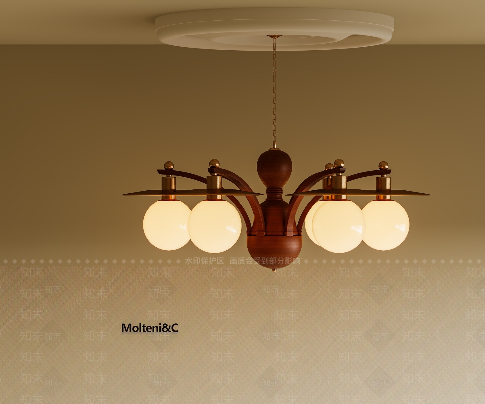 中古复古吊灯SU模型下载【ID:1201236338】