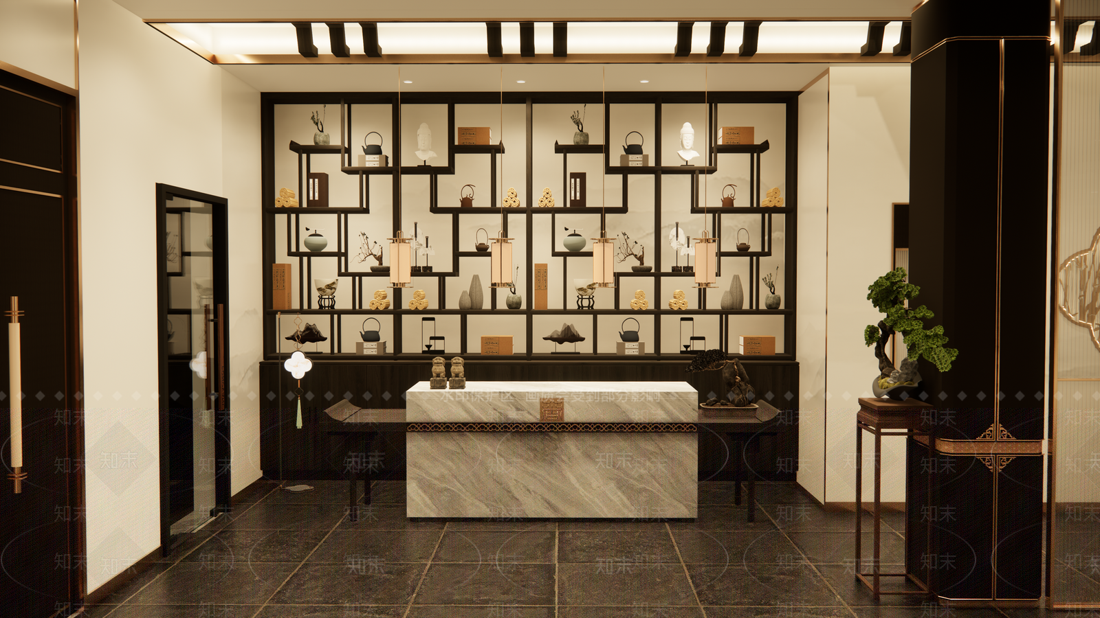 新中式现代中餐厅SU模型下载【ID:1201237821】
