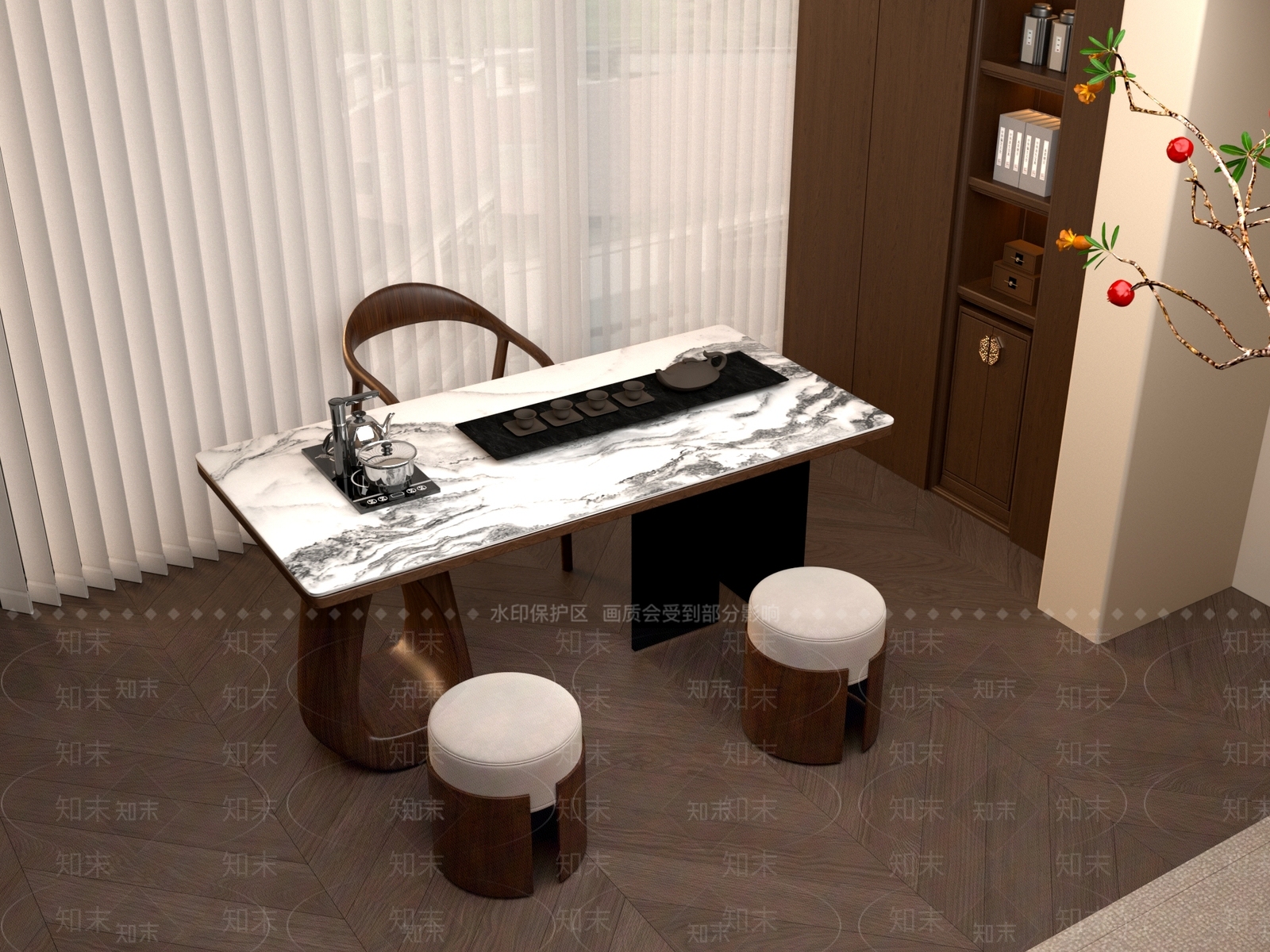 新中式中式茶桌椅3D模型下载【ID:1201241433】