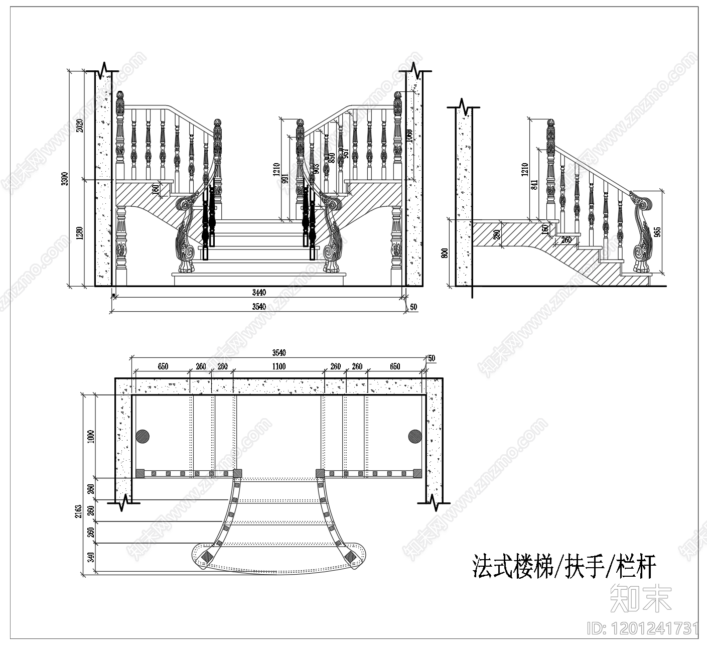 楼梯栏杆扶手施工图下载【ID:1201241731】