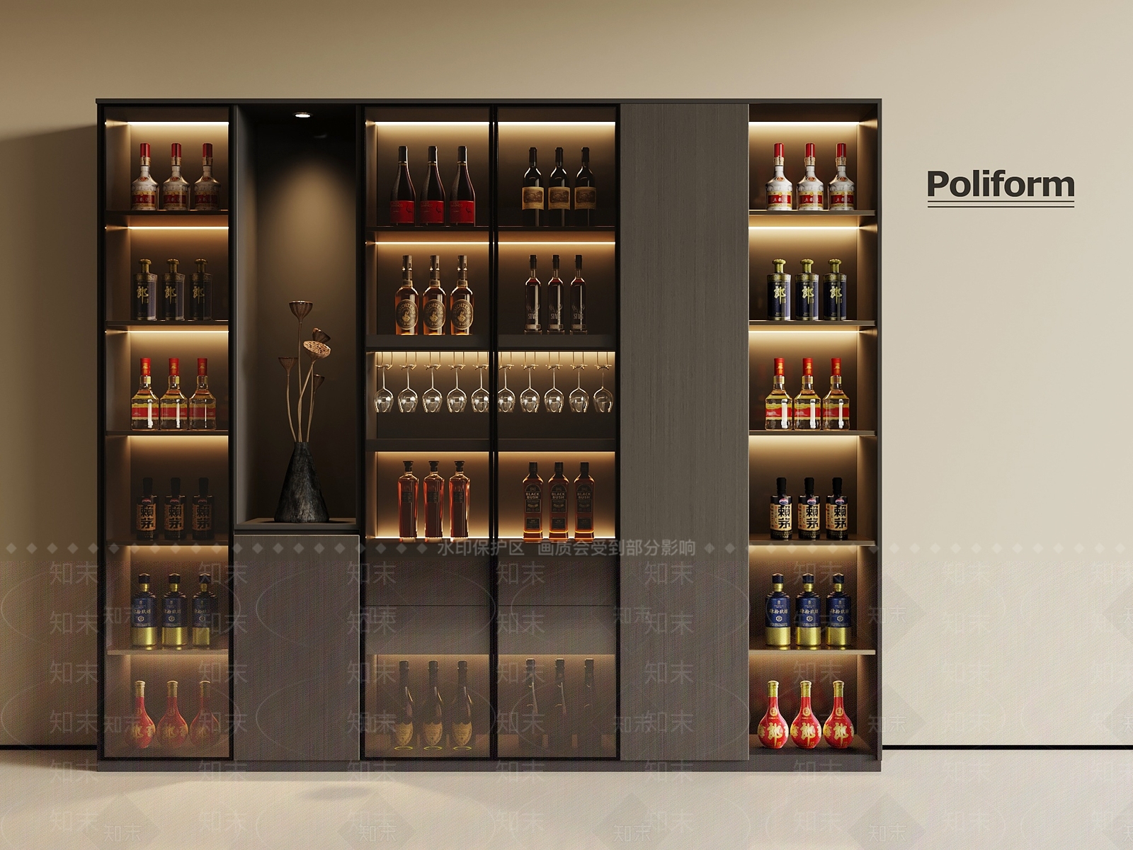 现代酒柜SU模型下载【ID:1201244329】