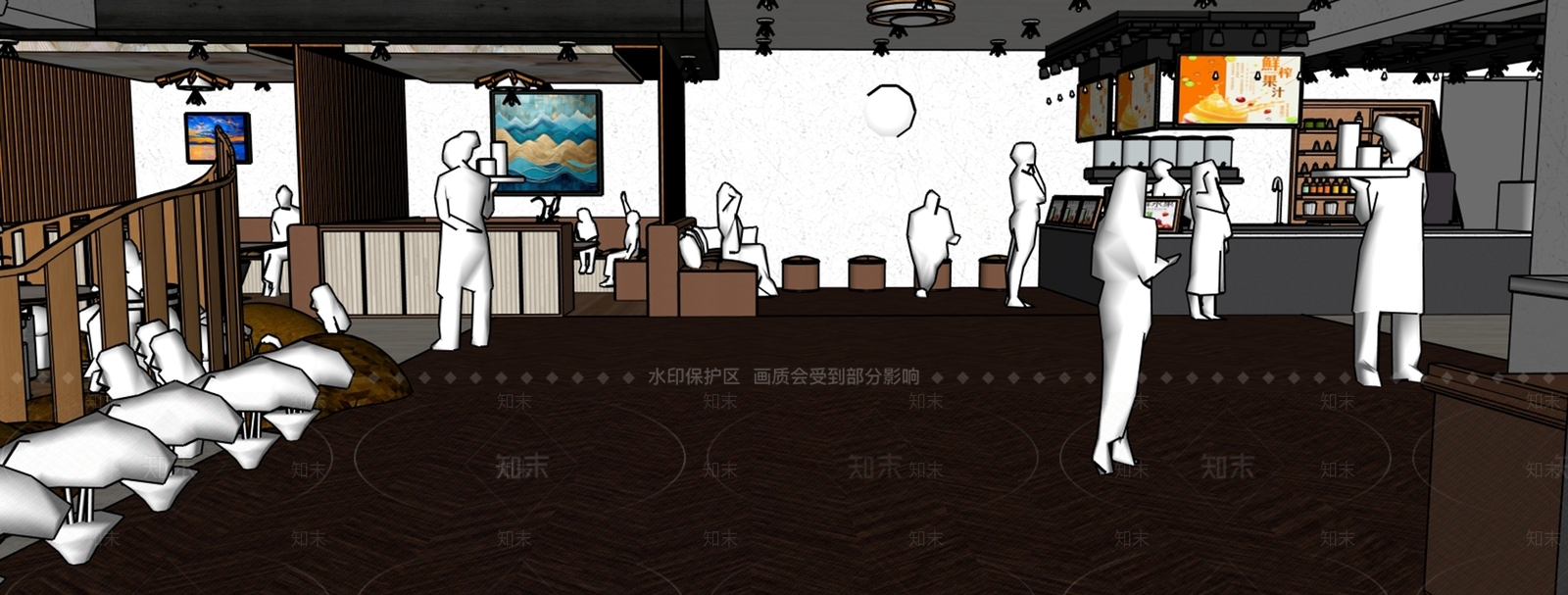 轻奢简约茶餐厅SU模型下载【ID:1201244582】