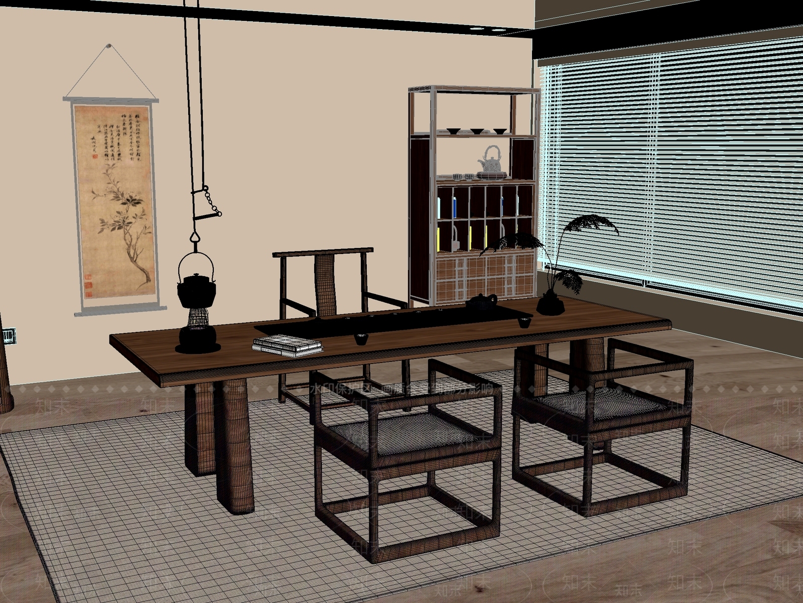 新中式中式茶桌椅3D模型下载【ID:1201245466】