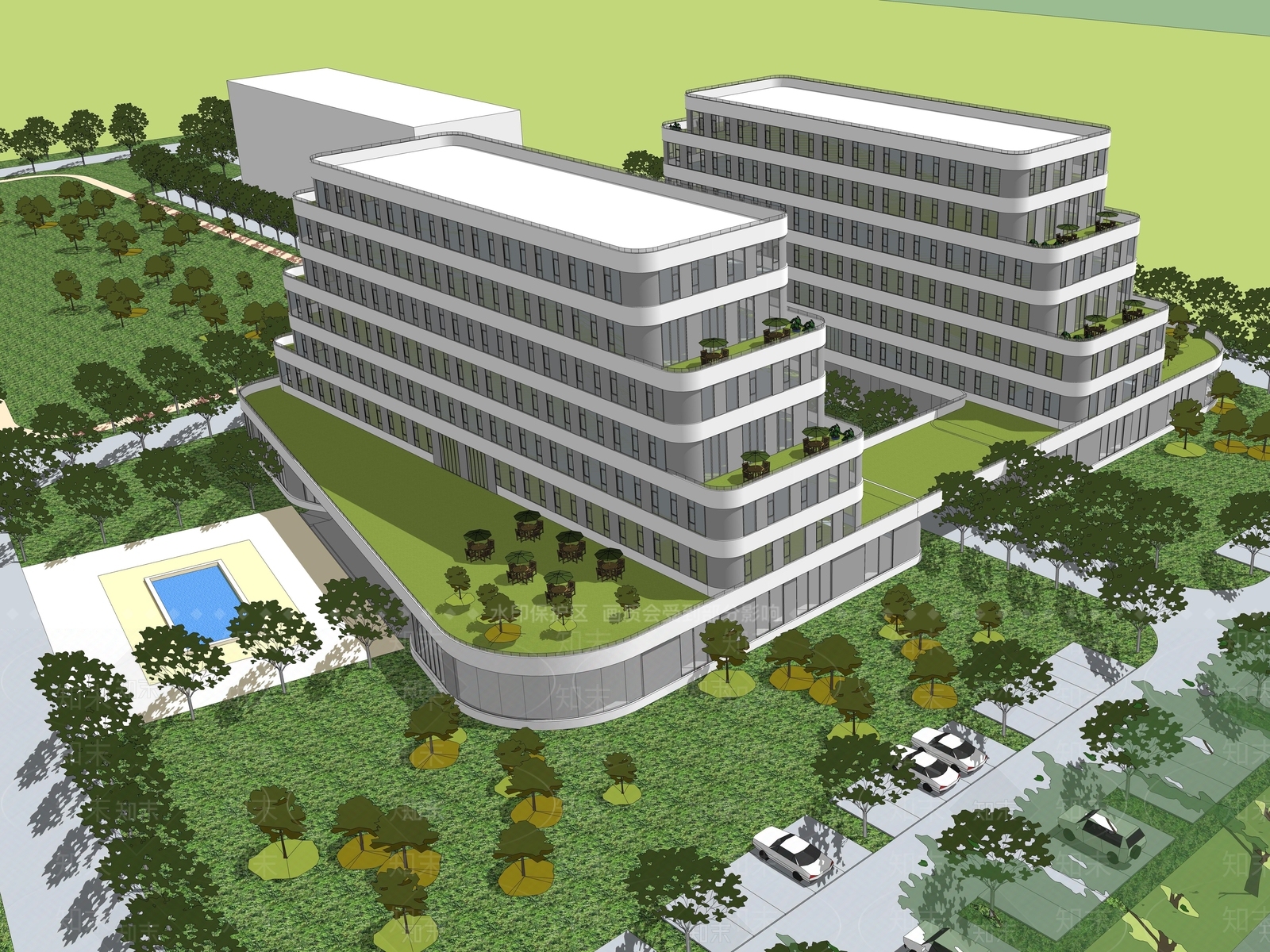 现代简约医院建筑SU模型下载【ID:1201246330】