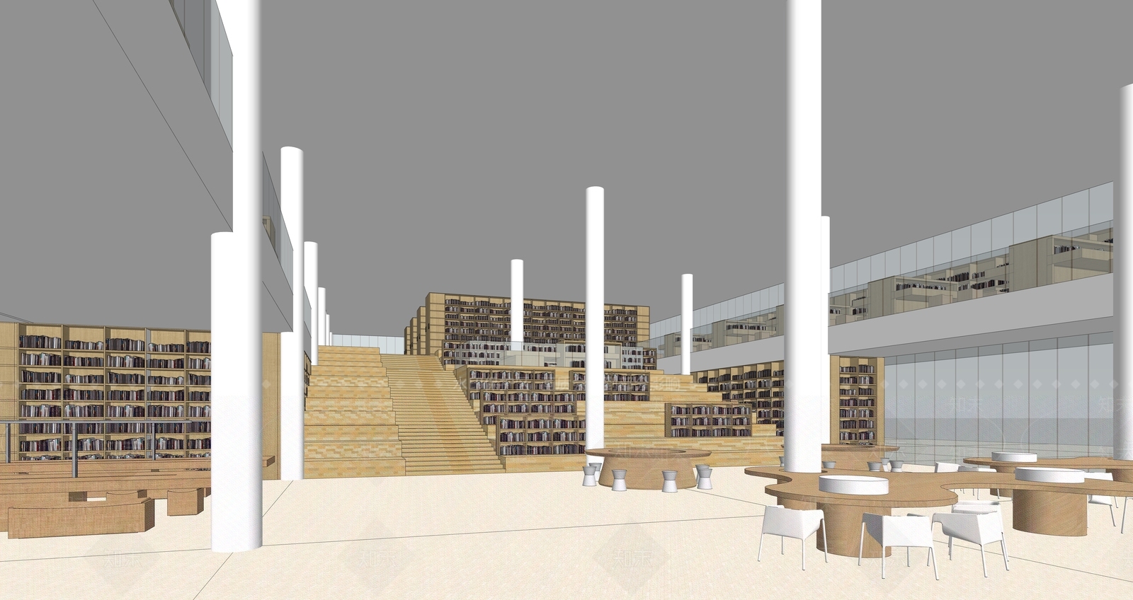 现代极简图书馆SU模型下载【ID:1201247356】