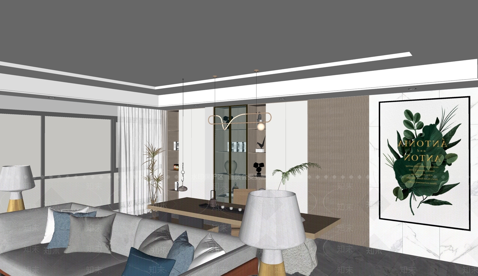 现代家居客厅SU模型下载【ID:1201247393】