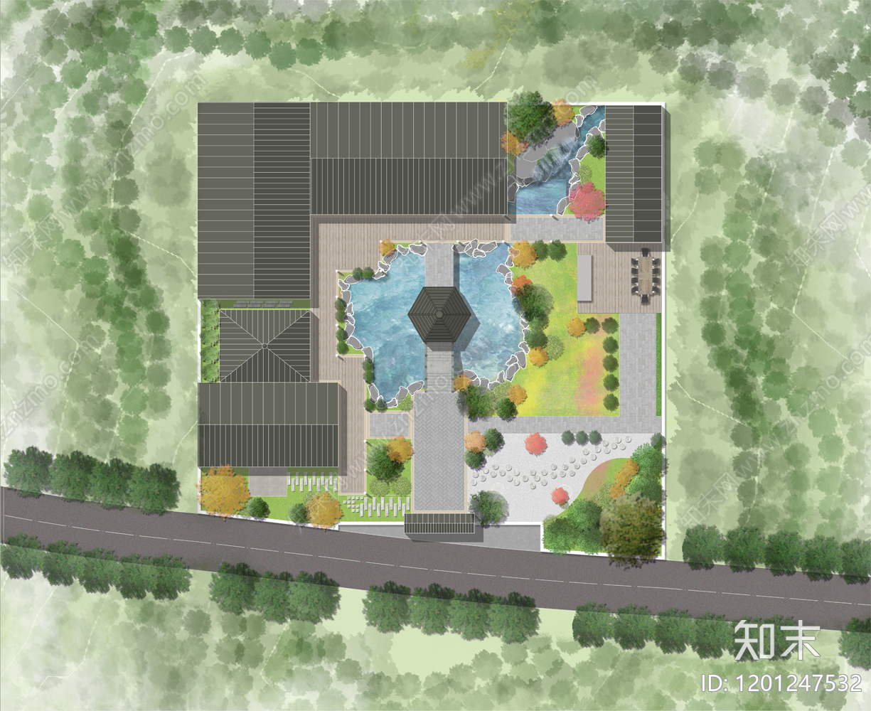 中式规划彩平图下载【ID:1201247532】