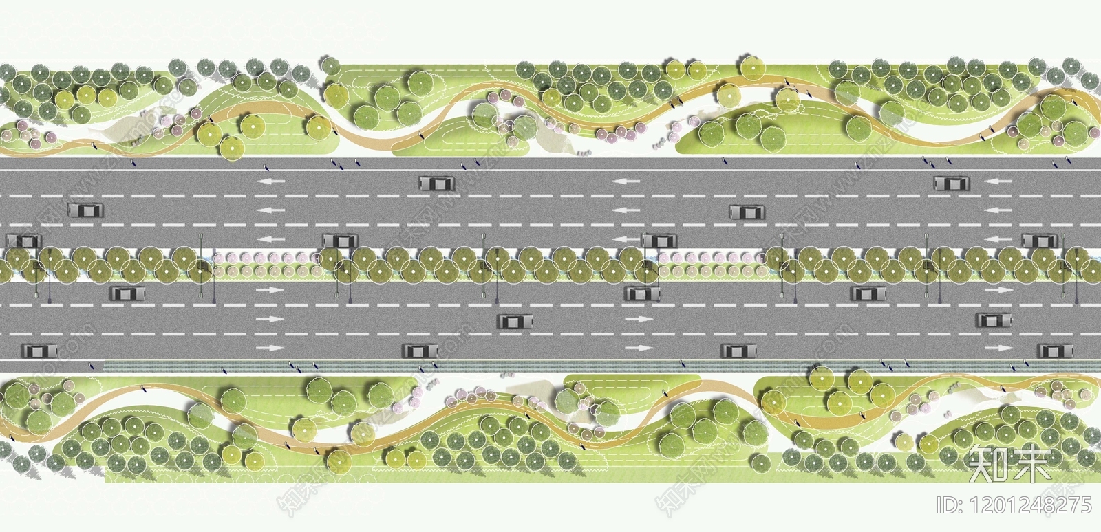 现代简约道路彩平图下载【ID:1201248275】