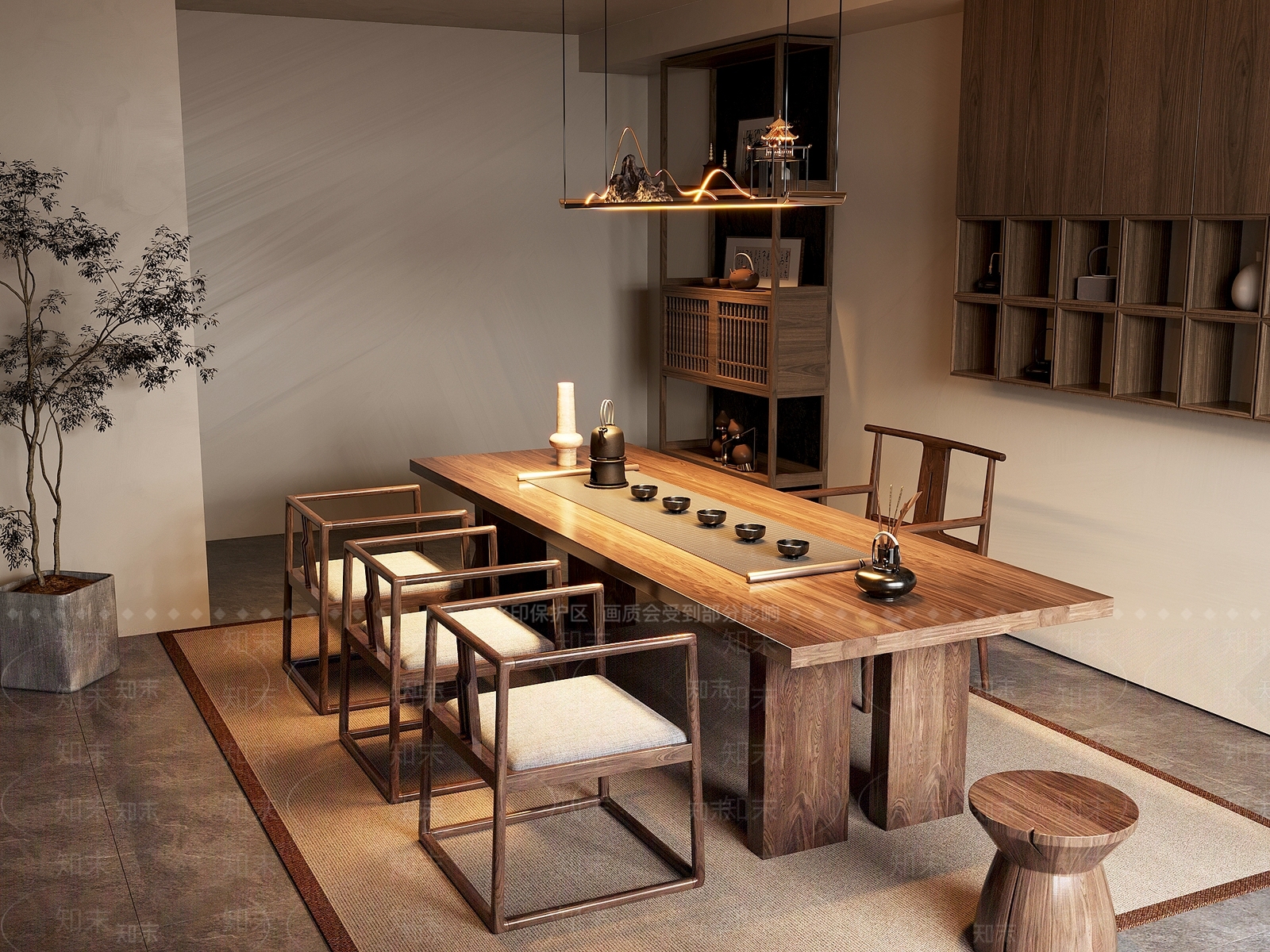 新中式中式茶桌椅3D模型下载【ID:1201248509】
