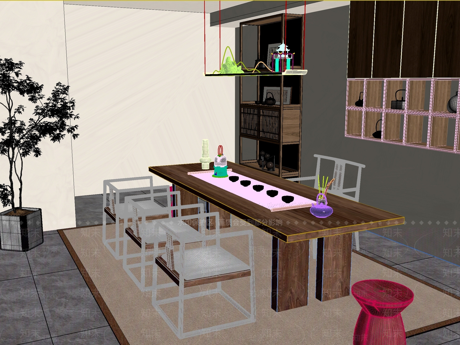 新中式中式茶桌椅3D模型下载【ID:1201248509】