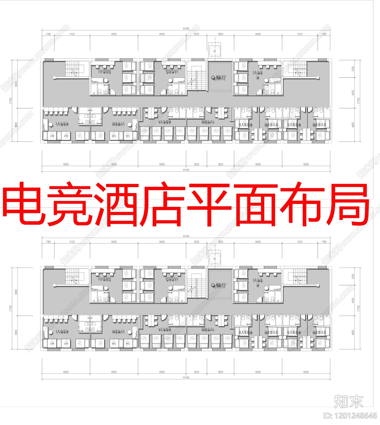 酒店客房cad施工图下载【ID:1201248646】