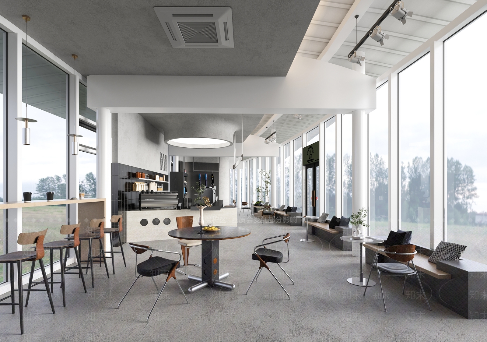 现代咖啡厅3D模型下载【ID:1201249350】