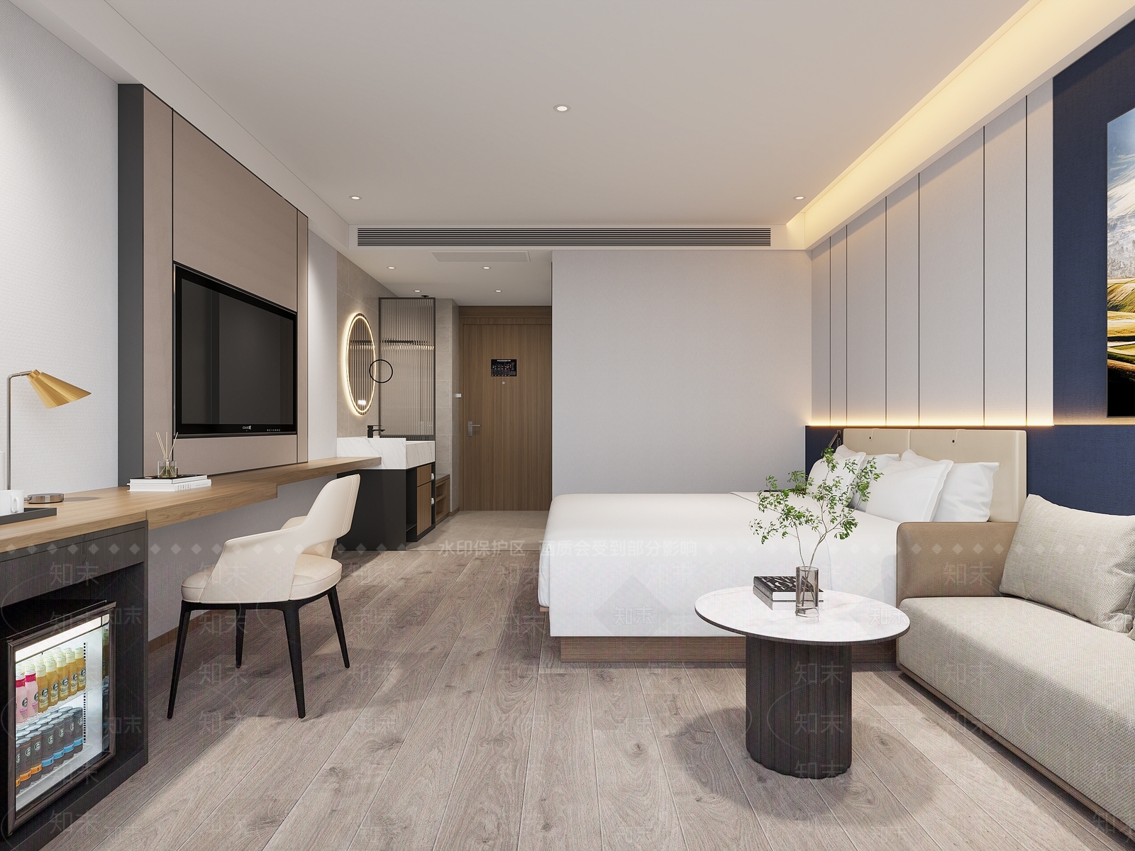 现代酒店客房3D模型下载【ID:1201249701】