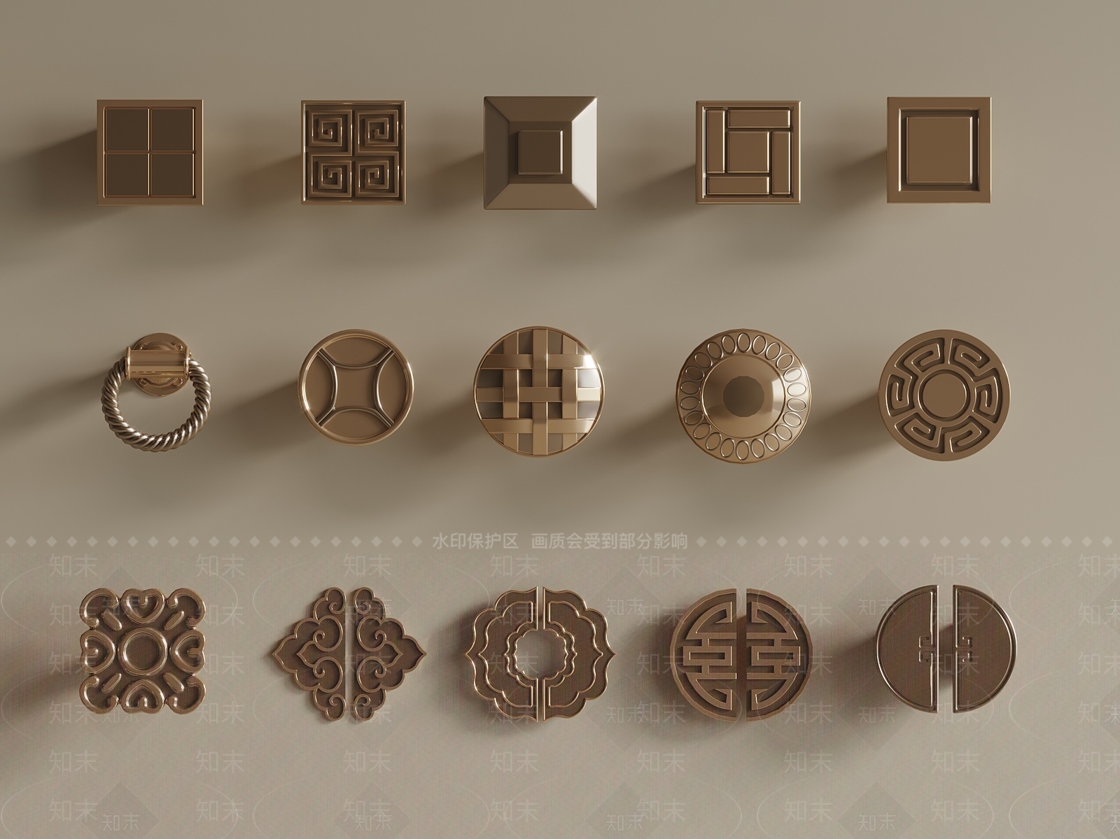 新中式中式拉手3D模型下载【ID:1201251860】