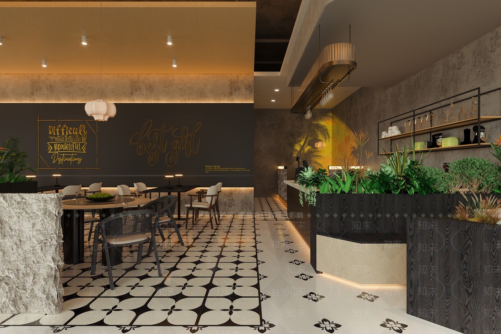 现代工业西餐厅3D模型下载【ID:1201254978】