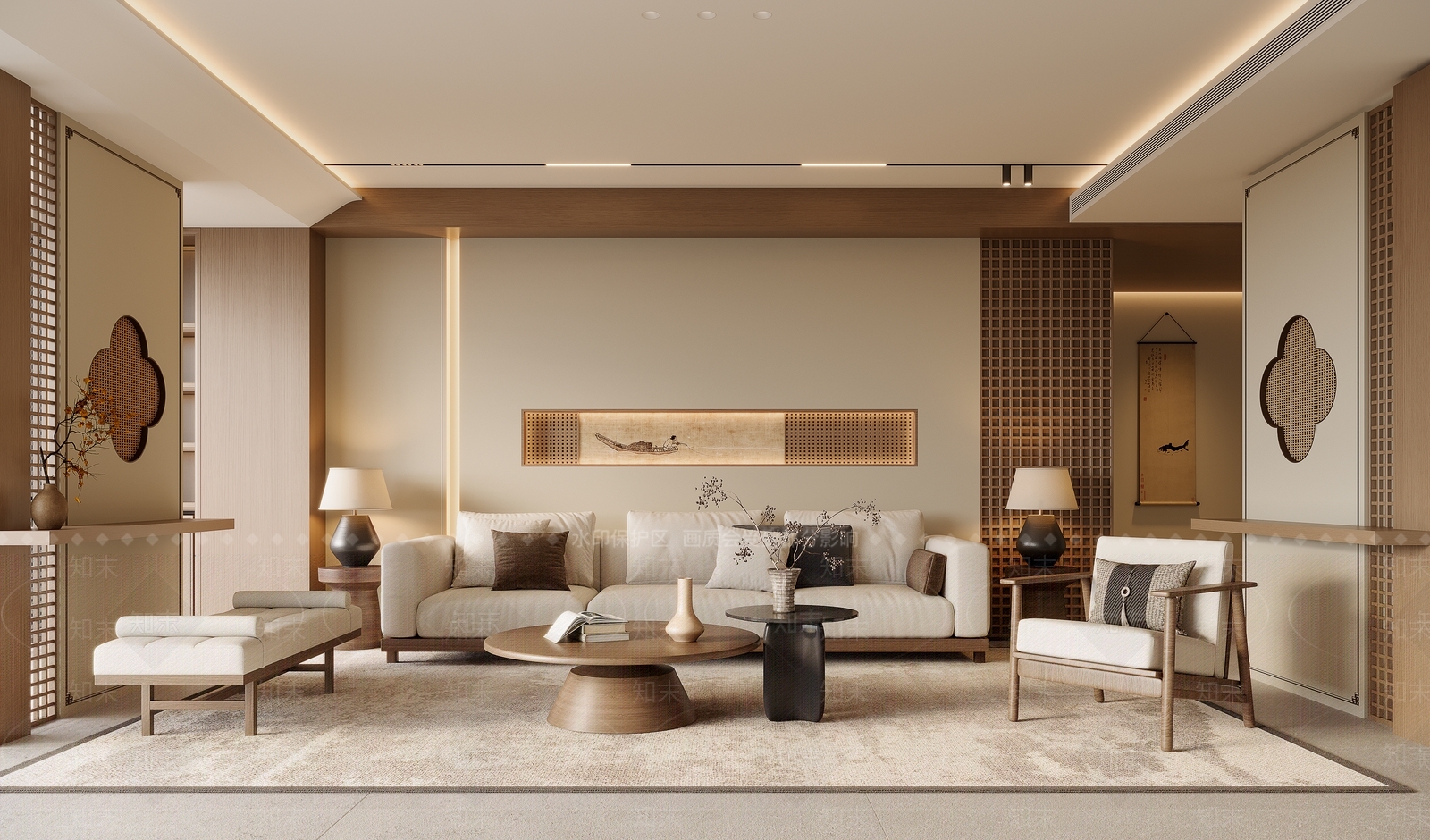 新中式宋式客厅3D模型下载【ID:1201254710】