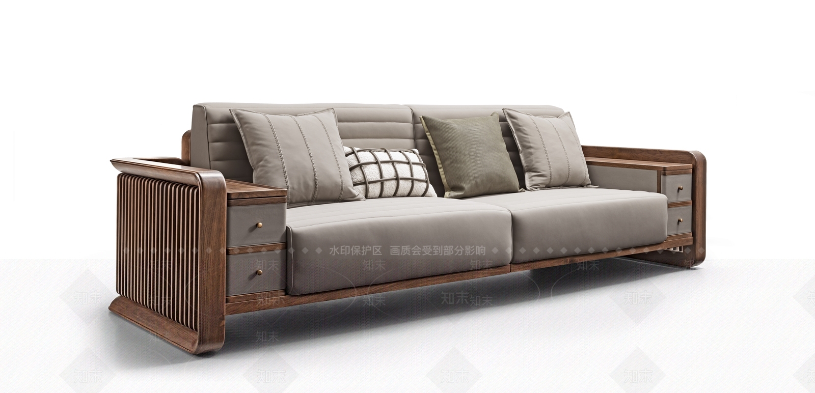 现代新中式多人沙发3D模型下载【ID:1201255548】