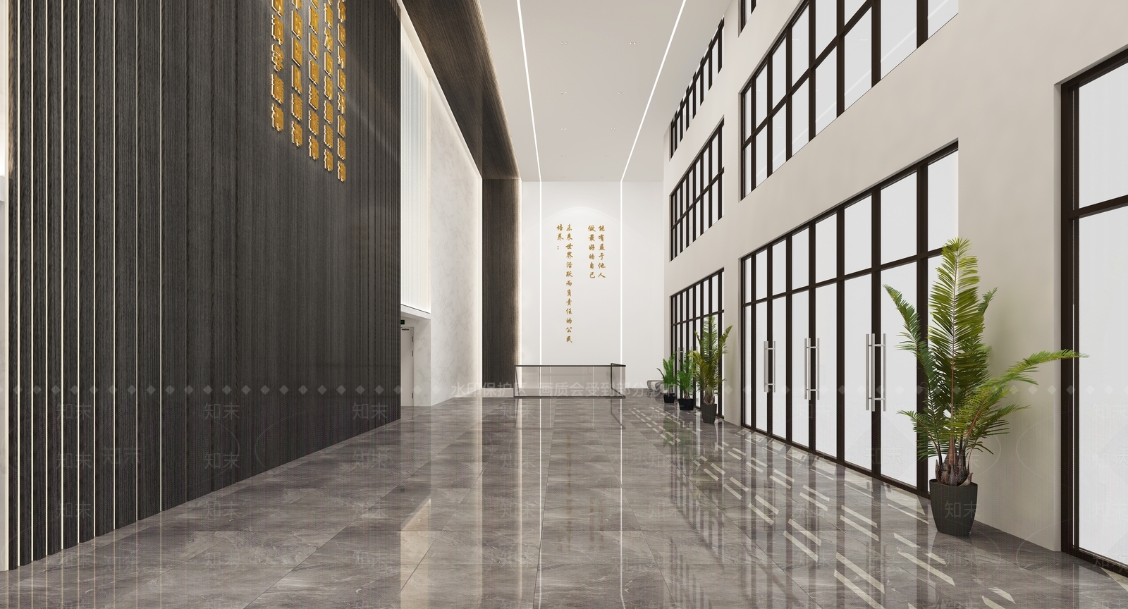 现代极简办公大厅3D模型下载【ID:1201256550】