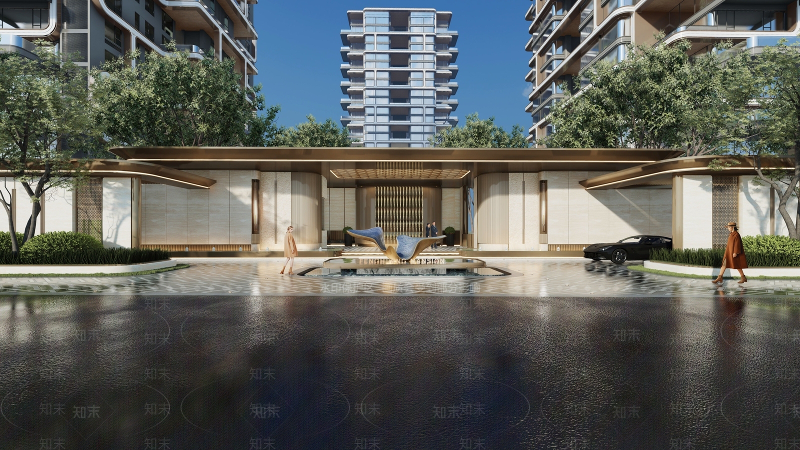 现代轻奢小区景观SU模型下载【ID:1201256827】