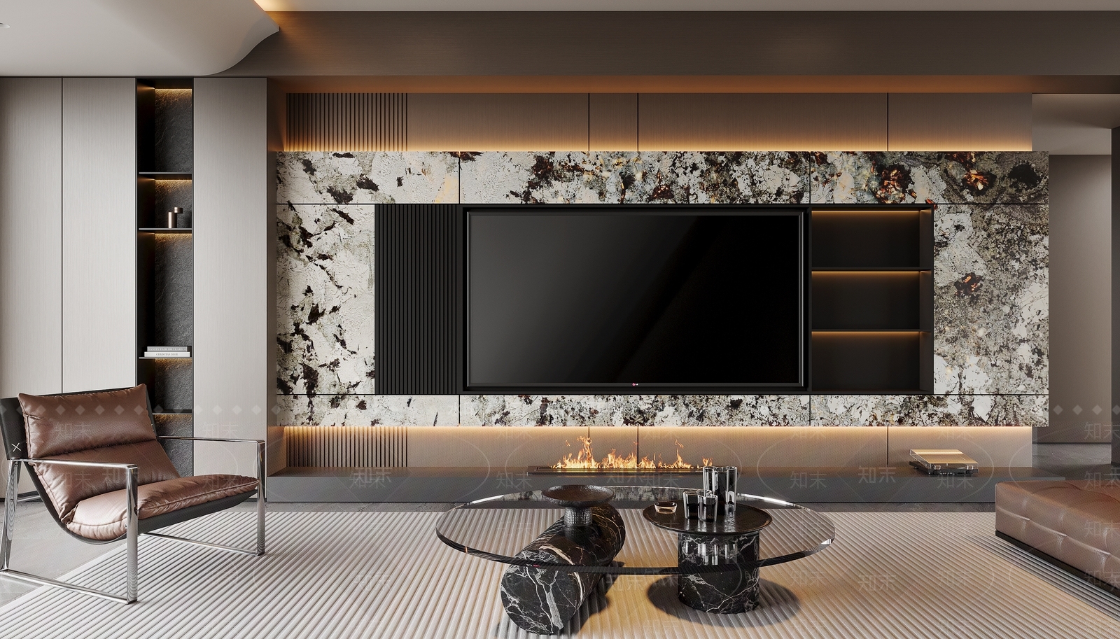 现代意式家居客厅3D模型下载【ID:1201260093】