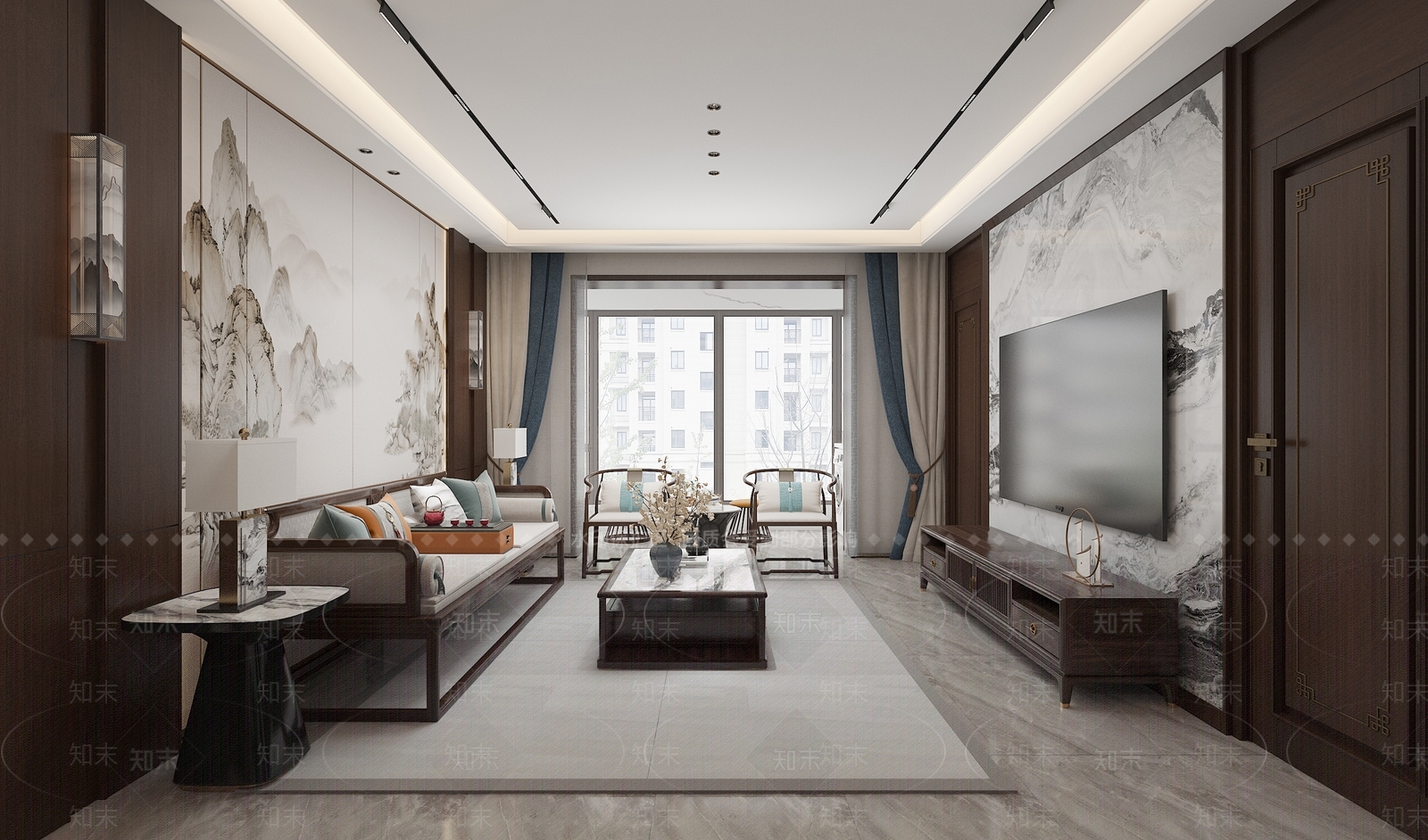 新中式中式家居客厅3D模型下载【ID:1201260310】