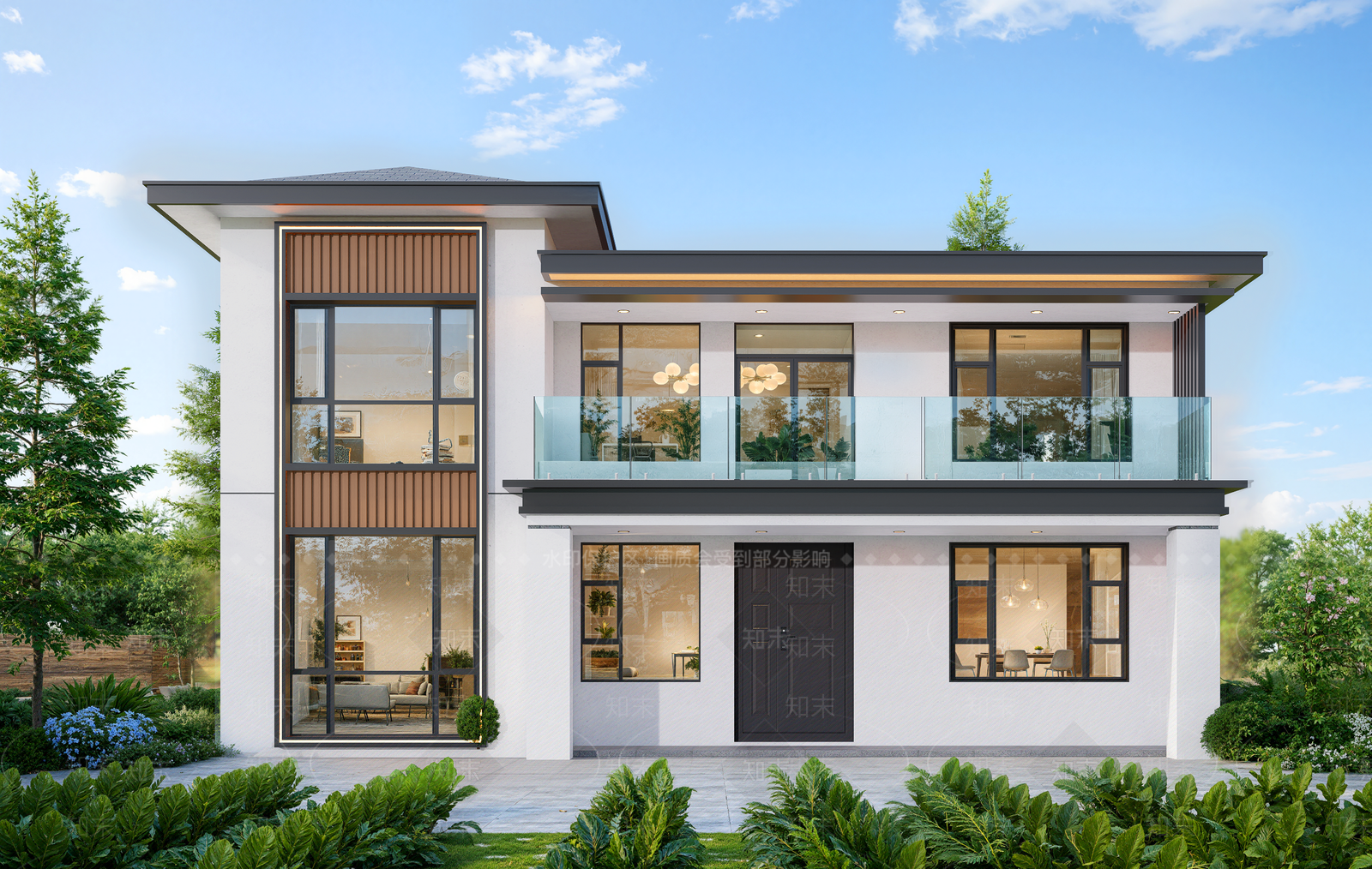 现代独栋别墅SU模型下载【ID:1201261440】