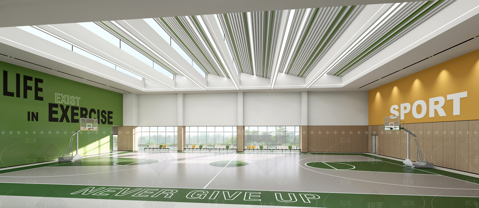 现代篮球场SU模型下载【ID:1201261951】