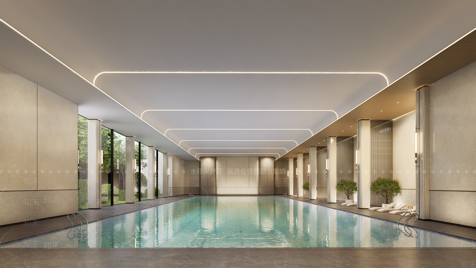 现代泳池SU模型下载【ID:1201264043】