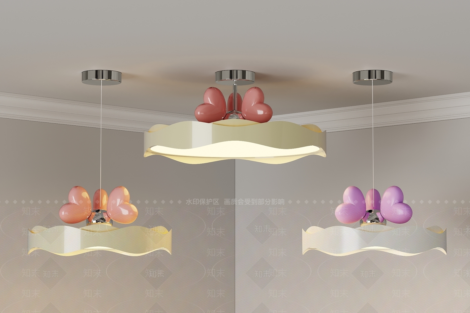 现代奶油灯具组合SU模型下载【ID:1201265740】