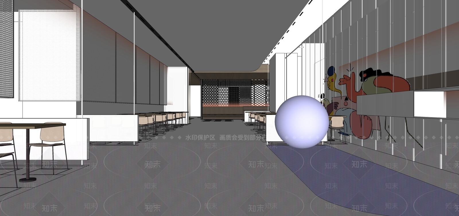 现代简约食堂SU模型下载【ID:1201266091】