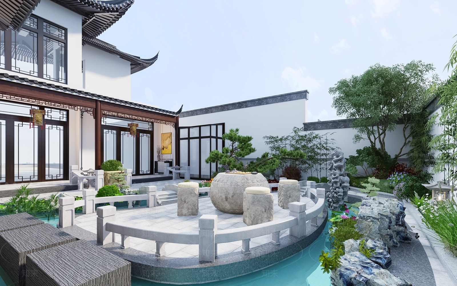 新中式庭院3D模型下载【ID:1201267215】