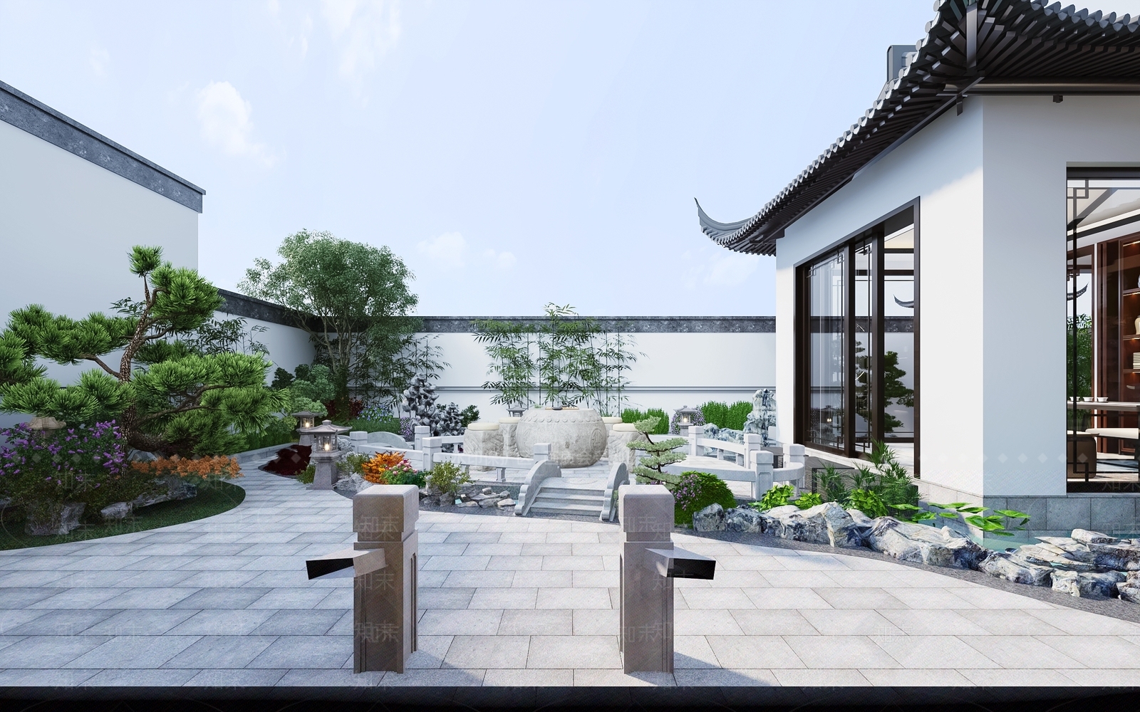新中式庭院3D模型下载【ID:1201267215】