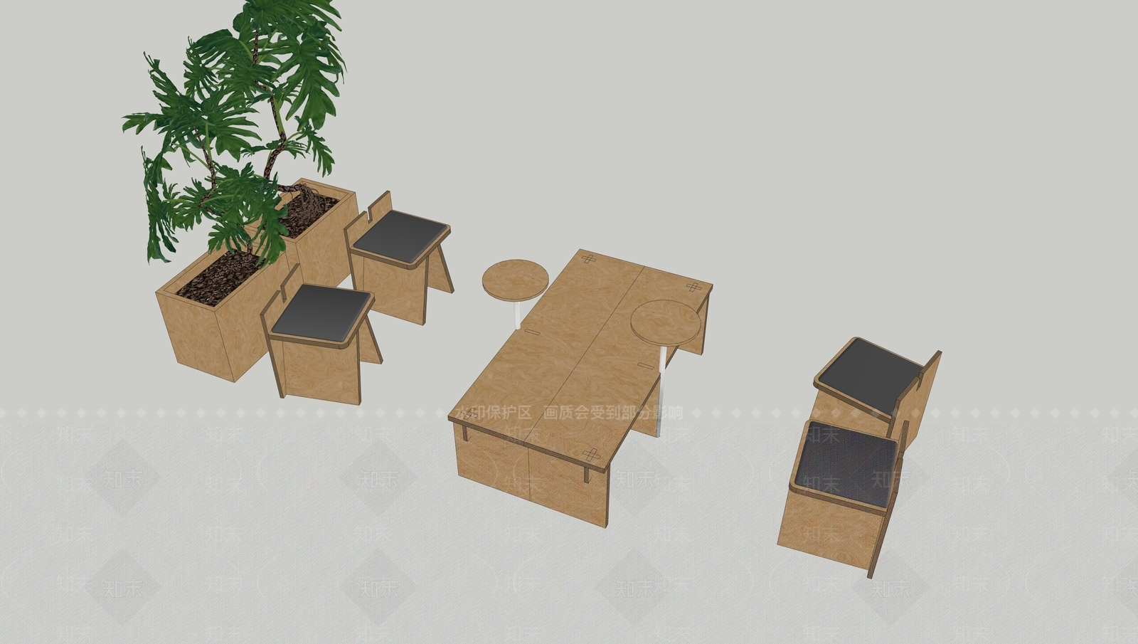 现代咖啡厅SU模型下载【ID:1201267229】