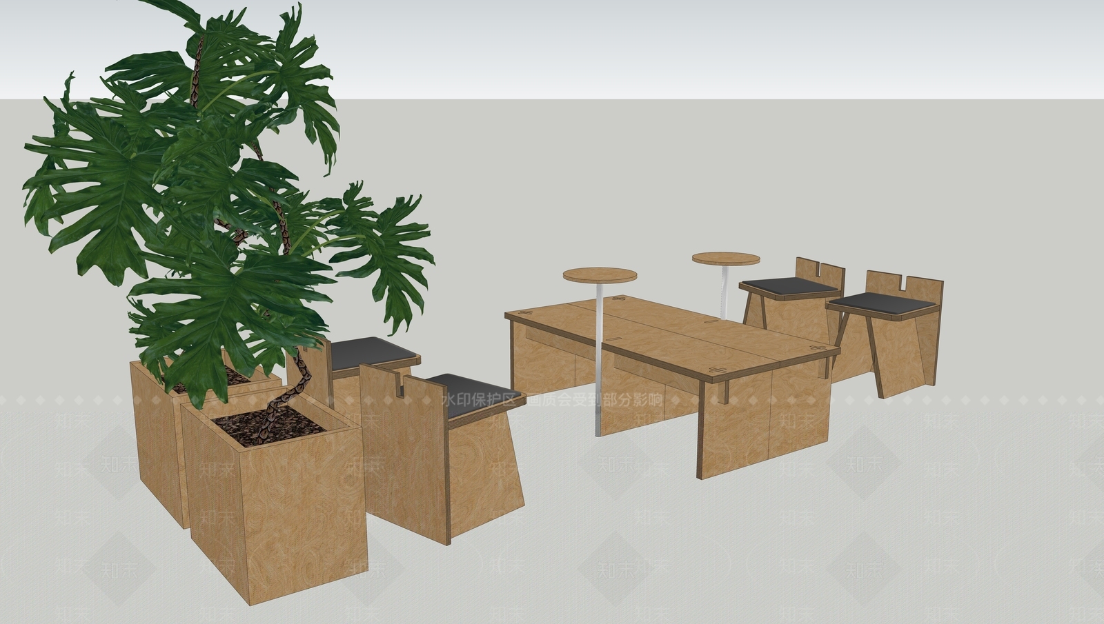 现代咖啡厅SU模型下载【ID:1201267229】