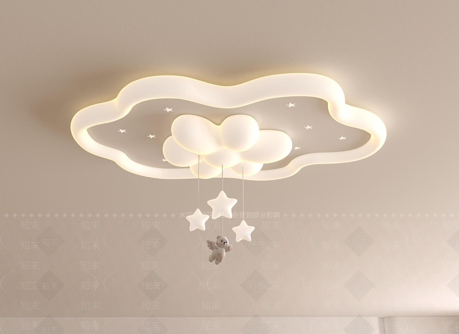 现代奶油吸顶灯SU模型下载【ID:1201268728】