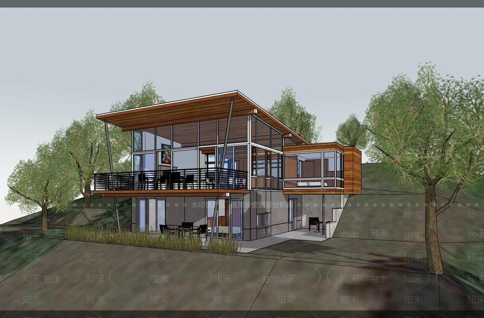 现代简约风格建筑SU模型下载【ID:1201268863】