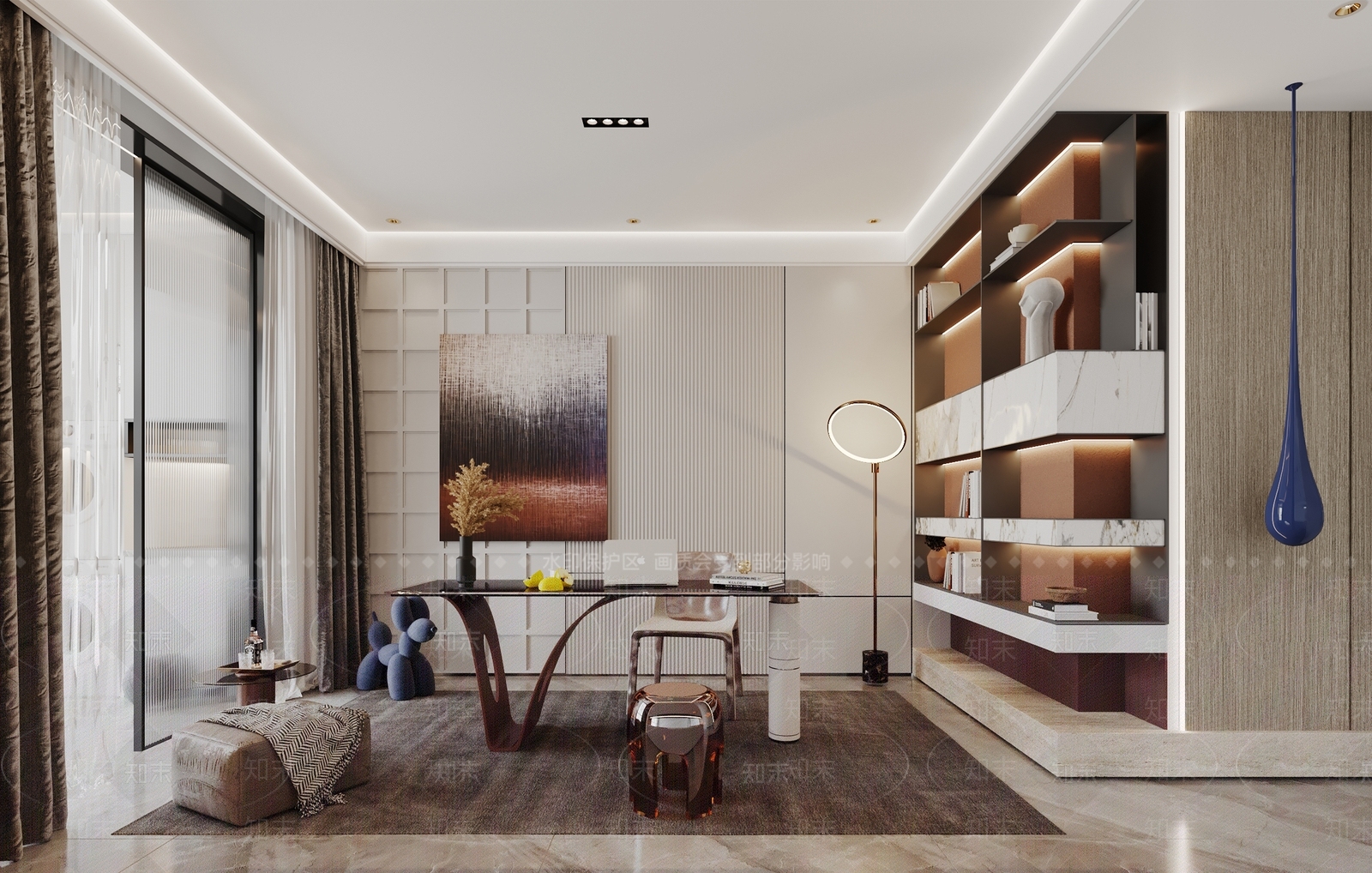 新中式现代书房3D模型下载【ID:1201268894】