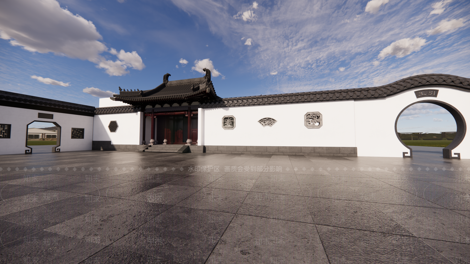 新中式中式古建筑SU模型下载【ID:1201290235】