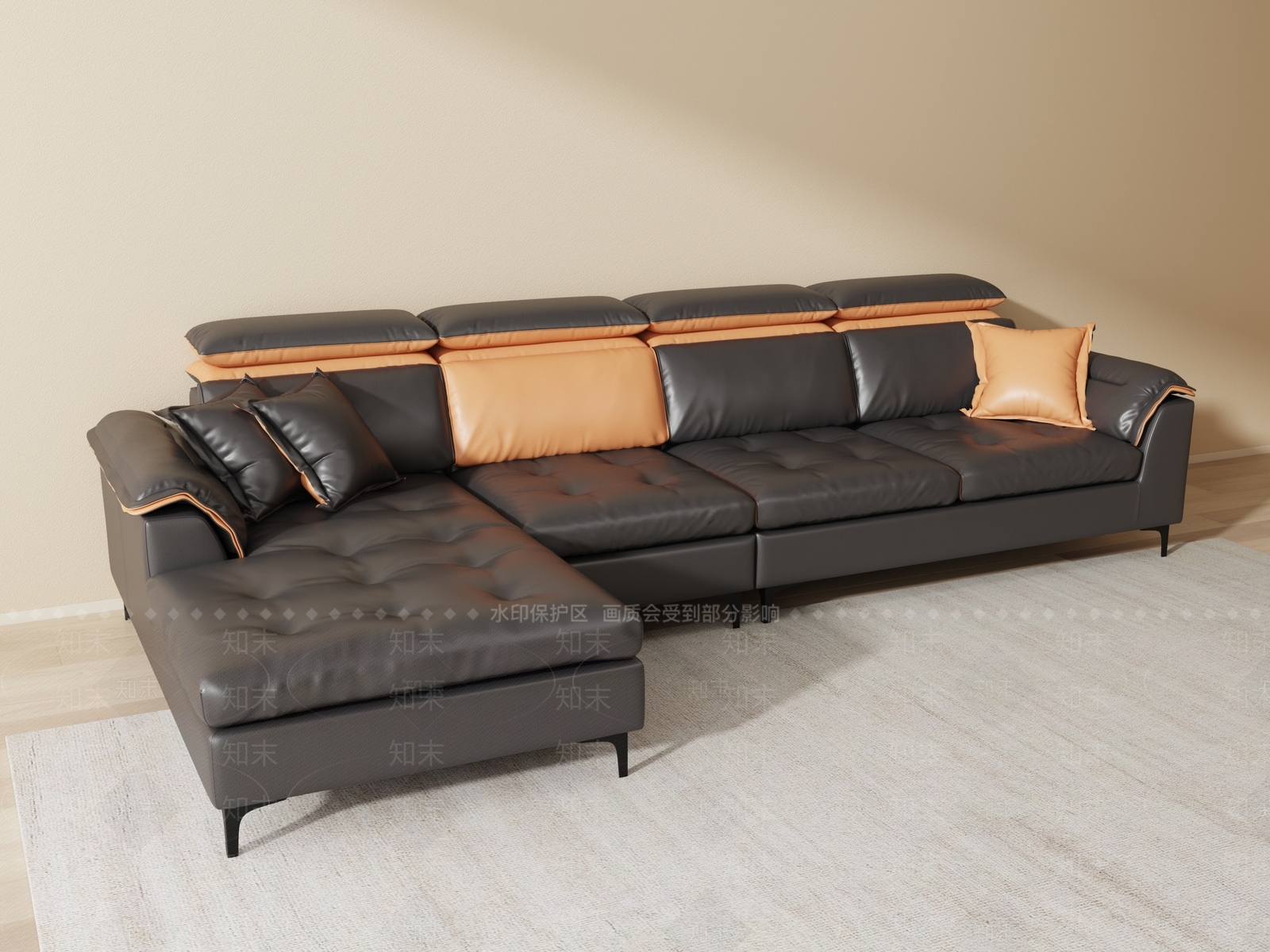 现代l型沙发3d模型