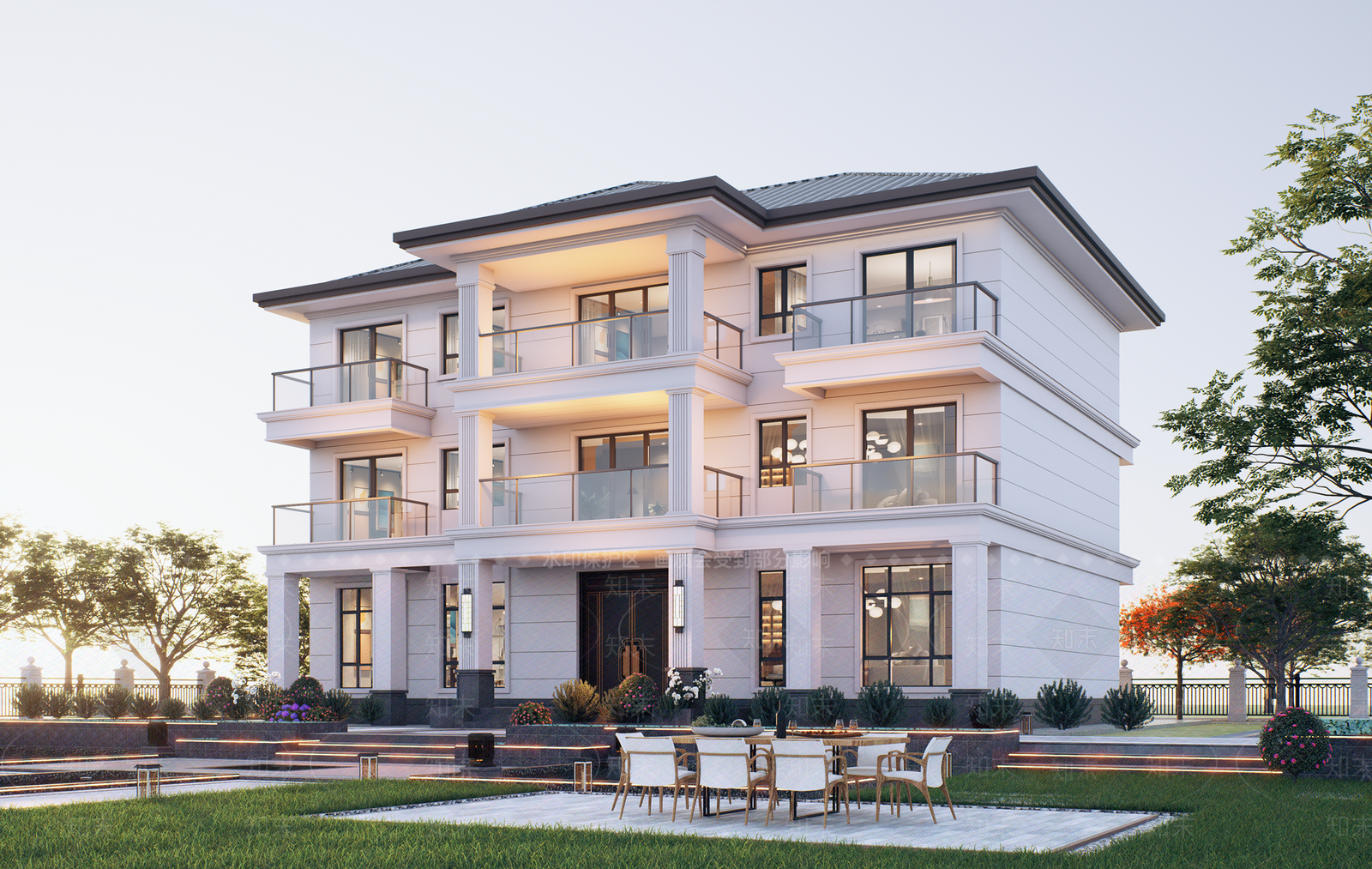 新中式现代独栋别墅SU模型下载【ID:1201272126】