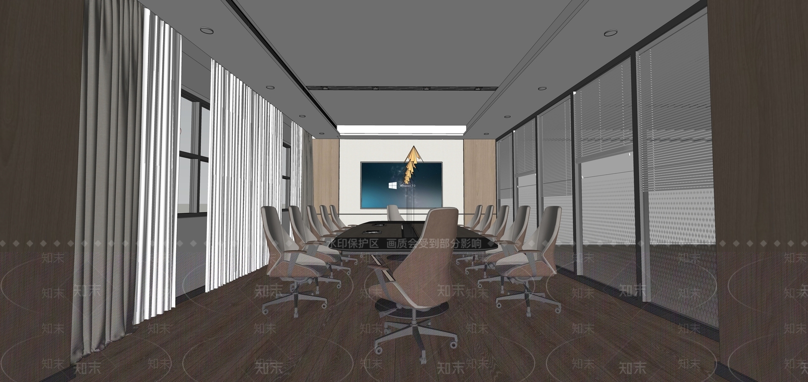 新中式现代会议室SU模型下载【ID:1201274310】