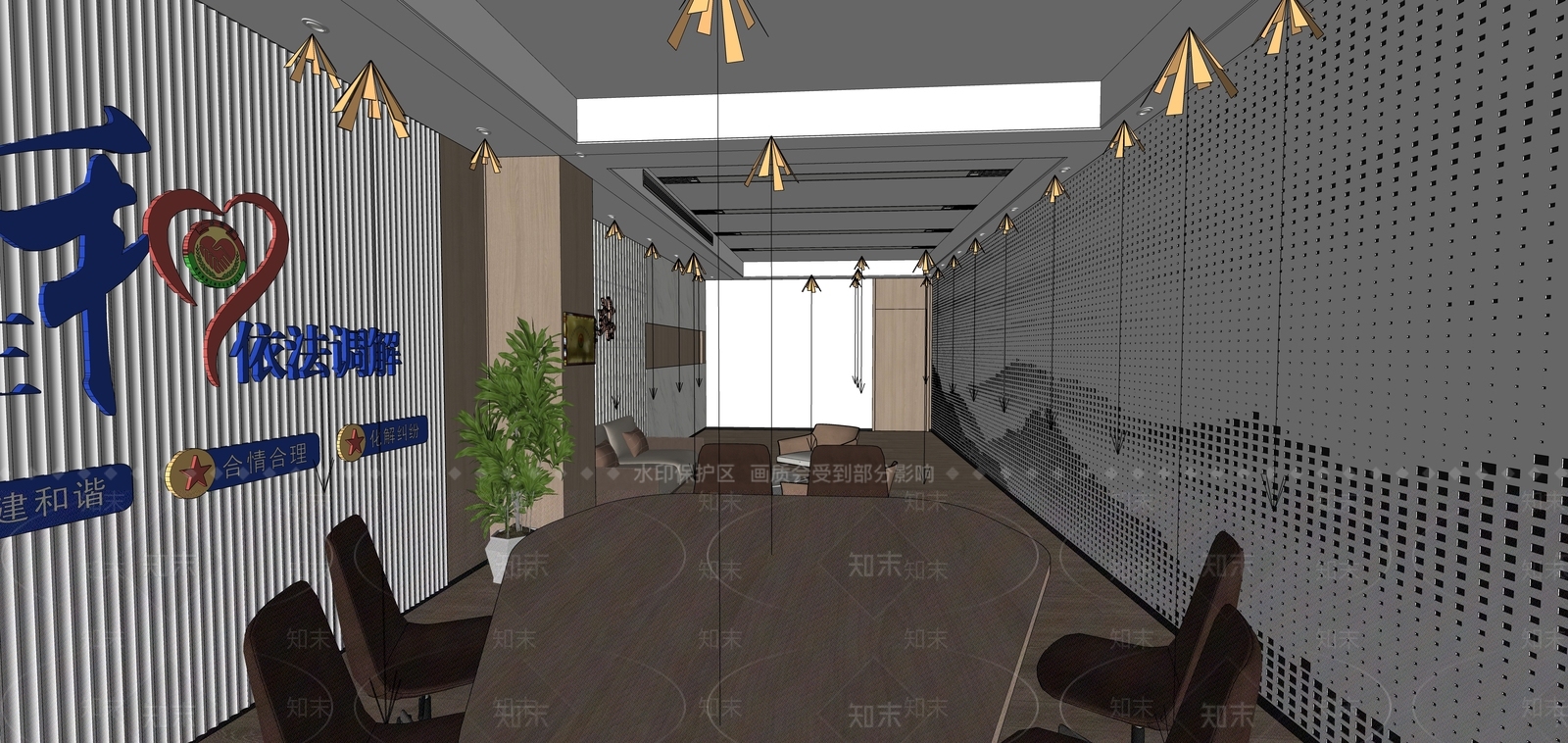 现代新中式其他办公区域SU模型下载【ID:1201277045】