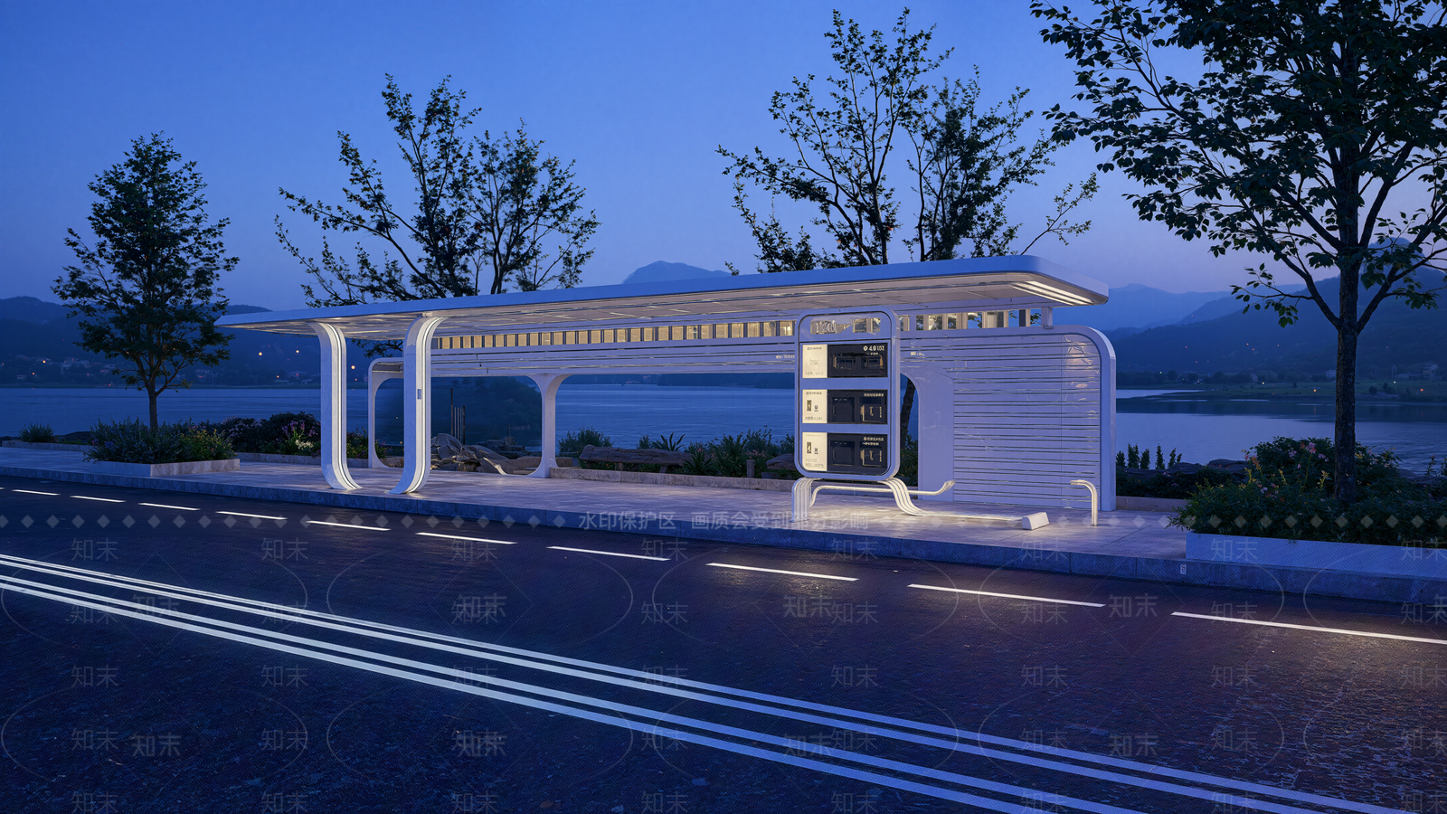 现代公交站台SU模型下载【ID:1201277385】