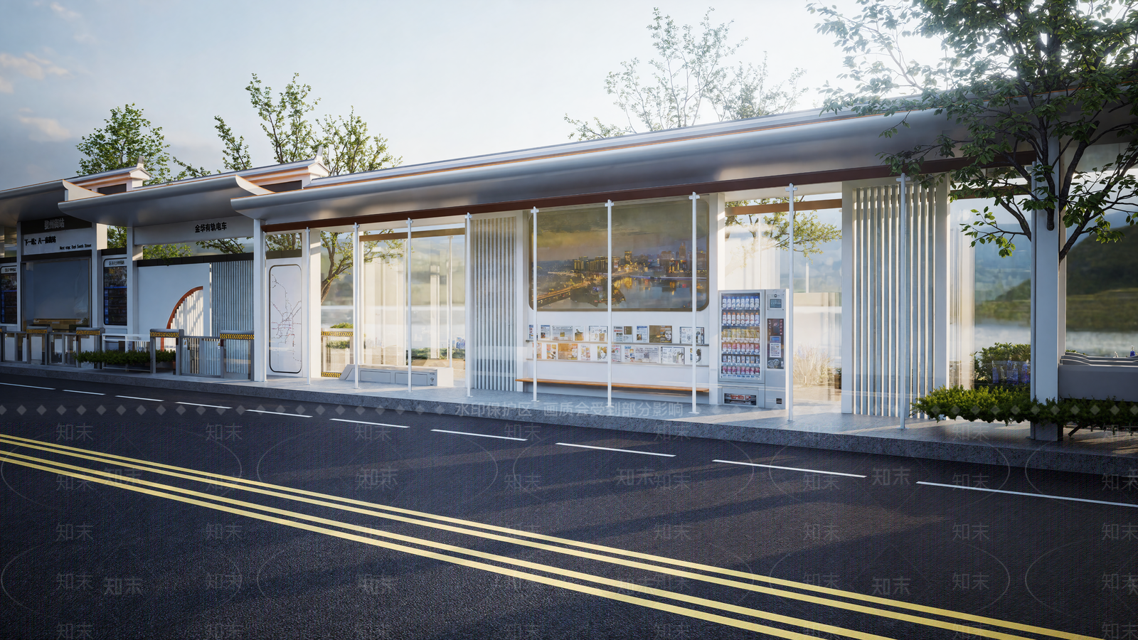 现代公交站台SU模型下载【ID:1201278100】