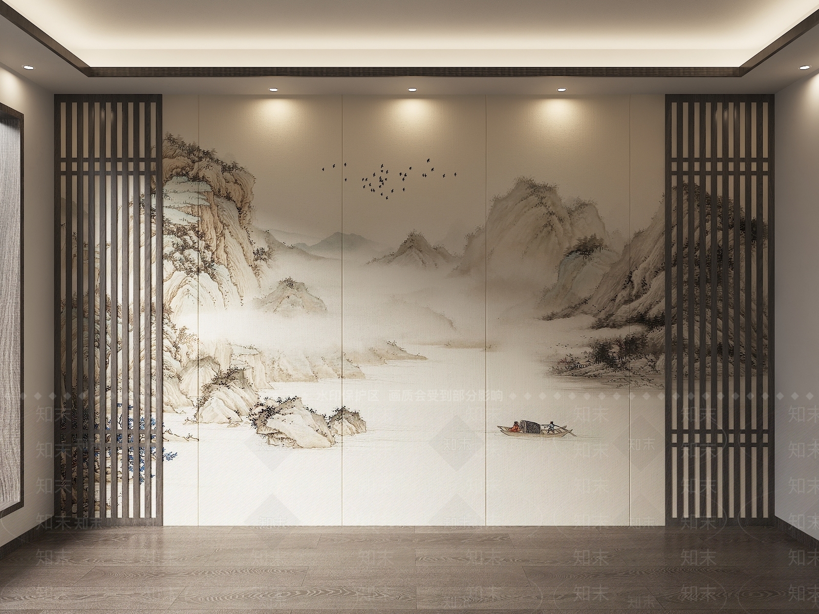 现代新中式沙发背景墙3D模型下载【ID:1201285096】